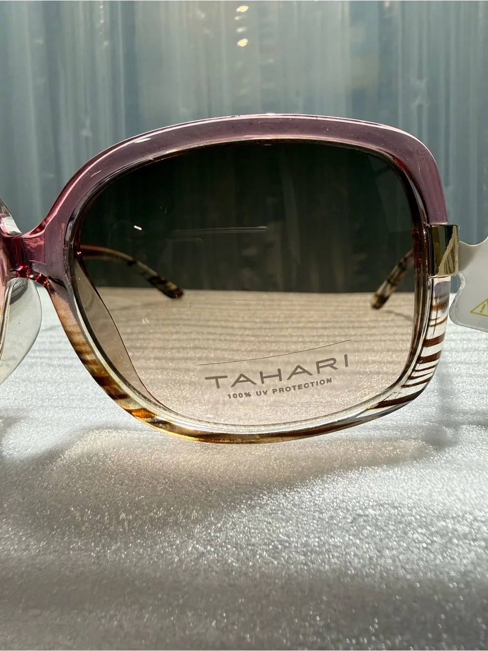 NWT Tahari TH124 PKF Women's Oversized Rectangular Sunglasses Pink Fade